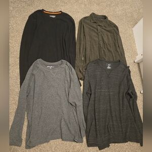 Men's Assorted Long Sleeve Shirts - Black, Gray, Olive - Size XL